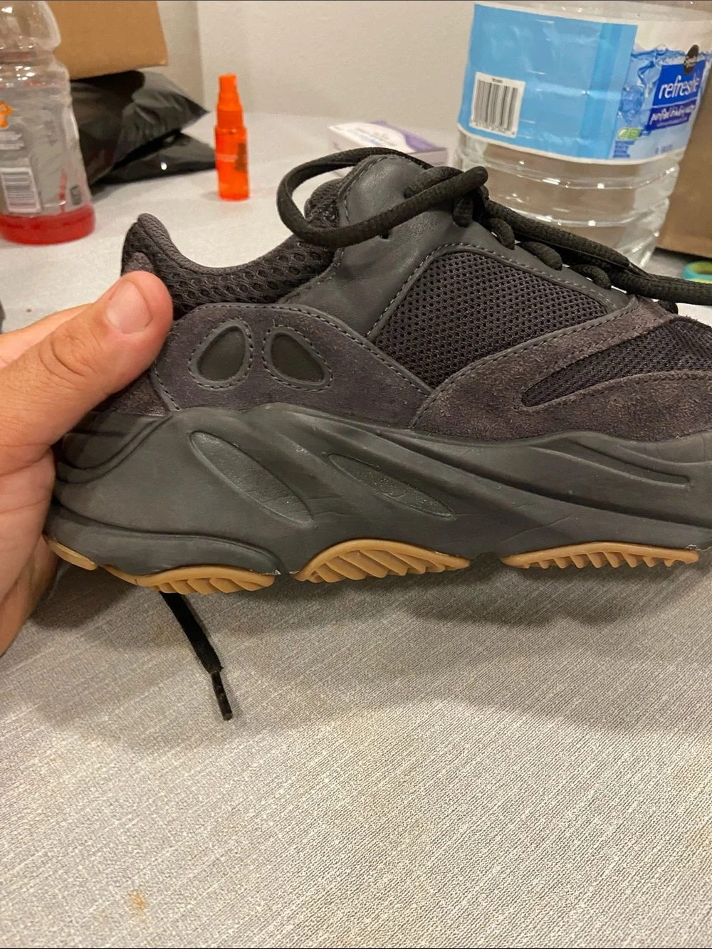 Yeezy Men's Chunky Trainer in Black and Dark Brown